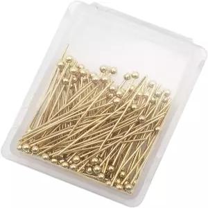 인스파이어엘 100PCS 금도금 황동 볼 헤드 핀 22 게이지 새틴 DIY 보석 제작 결과 - 길이 25mm(1인치)