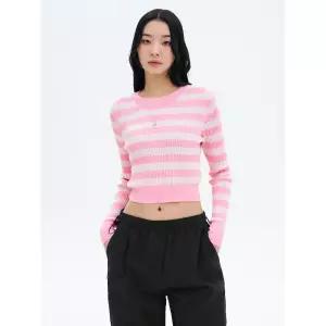 에잇세컨즈 스트라이프 라운드넥 풀오버 핑크 355351LYAX 4891522