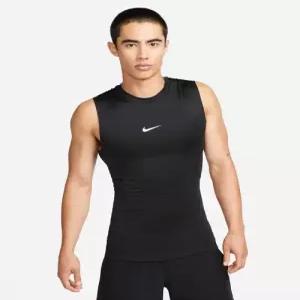 나이키 NIKE 프로 드라이 핏 타이트 민소매 피트니스 탑 M - 블랙 화이트 FB7915-010
