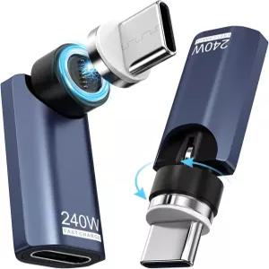 자석식 USB C 어댑터 240W 고속 충전(2개 세트) 17/16/15 Pro/Air 태블릿 노트북 Switch PS5용 360° 회전