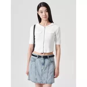 에잇세컨즈 후드 집업 반소매 카디건 화이트 (16475AFY31) 4267549