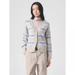 에잇세컨즈 배색 스트라이프 루즈 카디건 베이지 324Y5ALY8A 4638490