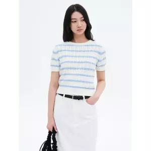 에잇세컨즈 케이블 스트라이프 반팔 풀오버 아이보리 355351LY30 4891447