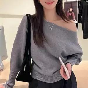 오프숄더 가오리핏 니트탑 보트넥 입술넥 풀오버