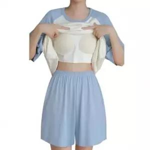 [라일리여성언더웨어] Rly 베어 반팔 캡내장 세트 미니멀 파티룩 가을 51678653)