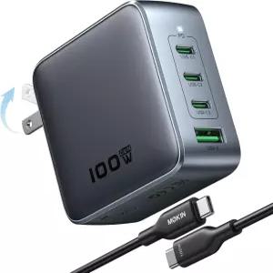 100W USB C 충전기 GaN 폰 월 블록 4포트 PD3.1 PPS 접이식 고속 노트북 맥북 프로 델 XPS 17/16 S25/S24용