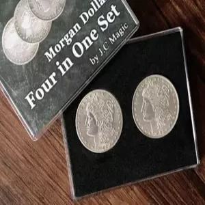 4-in-1 모건 달러 세트 마술 묘기 동전 기믹 마법 클로즈업 무대 착시 소품 심령술