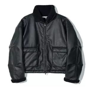 {백화점 정품} 파르티멘토 (국내매장정품) PARTIMENTO 레더 플리스 무톤 자켓 블랙 PY-25371 BK 201205
