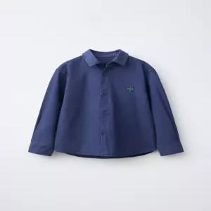 국내배송 ZARA 자라 주니어 키즈 자수 디테일 셔츠 블루 6917960420 2132953