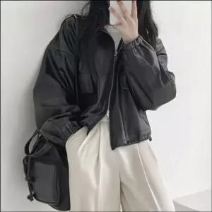 [라일리여성의류] Rly 여성 투웨이 집업 레더자켓 인조가죽 레자 카라