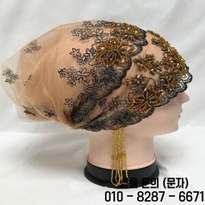 2025 여성을위한  수제 비즈 터번 모자 고급 직물 이슬람 Headscarf 화학 요법 아프리카 보닛
