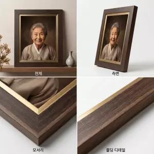 핸드폰 사진으로 부모님 영정사진 장수사진 작업 액자 제작 의상합성 화질복원 11x14인치 영정액자