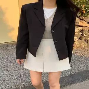 여자 피크드카라 세미크롭 간절기 싱글 자켓 재킷_X