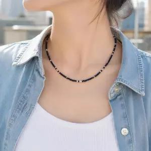 써지컬 스틸목걸이 남녀공용 비즈목걸이 심플 원석목걸이