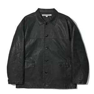 VTG 워시드 레더 카 코트 블랙