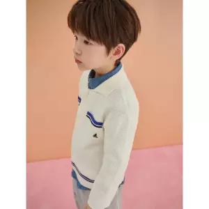 빈폴 키즈 BI515AU020 아동 가디건 유아 플레인형 자카드 T칼라 카디건 아이보