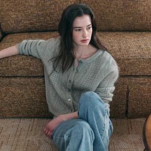 르니나 JASMIN cable mohair knit cardigan_MINT 1089340