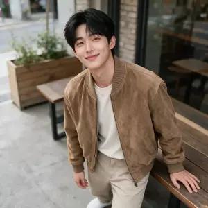 [하프클럽/]남성 보머자켓 스웨이드 점퍼 크롭 간절기 아우터 봄 가을 데일