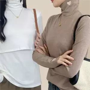 여성 수유 티셔츠 여성 목폴라 수유 루즈핏 외출용 데일리 임산부