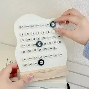 크리 에이 티브 수동 나무 책상 달력 조정 가능한 주 월 날짜 표시 데스크탑 장식 홈 활동 룸