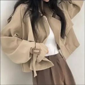 [라일리여성의류] Rly 여성 세미크롭 숏 트렌치자켓 더블버튼 간절기 아
