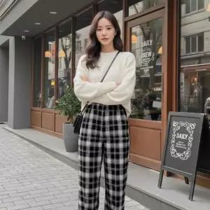 [라일리여성의류] Rly 양털기모 코지 체크팬츠 6color / 44-7