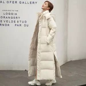 [라일리여성의류] Rly 데일리 후드 옆트임 디테일 여성 롱패딩 아이보리