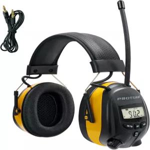 PROTEAR 디지털 AM FM 라디오 헤드폰 청력 보호 이어머프 잔디깎기·건설·전기톱 작업 시 30dB SNR