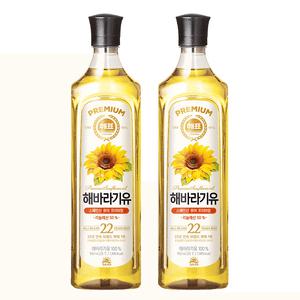 사조대림 해표 해바라기유 900ml x2개 스페인산 해바라기씨 튀김 부침 볶음용 리놀레산