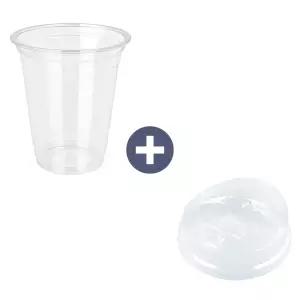 350ml 일회용 스틱컵 투명컵 12온스 92파이 아이스컵 머그롱개폐리드 세트 1000개