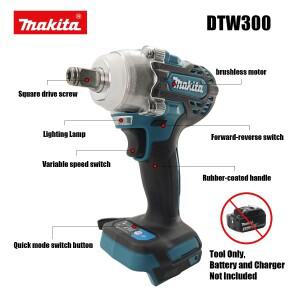 마키타 DTW300 18V 브러시리스 무선 렌치 고토크 자동차 수리 공구 세트 리튬이온 파워 윈드 캐논 타이어