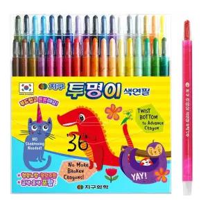 지구화학 36색 돌돌이 캐릭터 학용품 JMds 샤프식 색연필 정리정돈 투명이 준비물 신학기 옷장정리