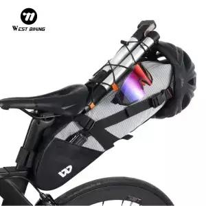 서쪽 자전거 안장 가방 10L 접이식 좌석 방수 도구 파니에 MTB 도로 사이클링 테일 후면