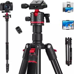 카메라용 70인치 삼각대 360 볼 헤드가 있는 전문 알루미늄 및 모노포드 휴대폰 DSLR 태블릿용 조절 가능한