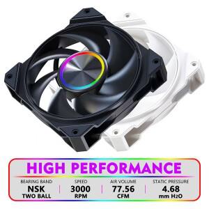 JUMPEAK PC120 냉각 팬 NSK 2볼 베어링 4핀 PWM 3000RPM 고속 저소음 5V ARGB 컴퓨터 케이스 CPU 쿨러용
