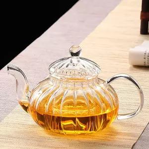 호박모양 내열유리 티포트 600ML 찻주전자 유리 차포트
