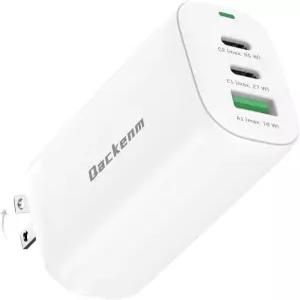 Qackenm 65W USB C 충전기 블록 3포트 GaN 월 Pro/Air Dell XPS 17/16/15/14/13 Galaxy S24/S23 Pixel