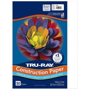 TRU RAY 흰색 색종이 9X12 50장