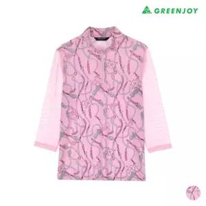 [그린조이]여성 프린트 7부 하프집업 티셔츠_GP25KL52W
