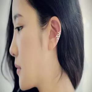 실버 리프 롤링 이어 커프 G