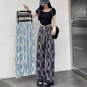 에어컨 바캉스 여성 시원한 와이드 주름 바지 팬츠