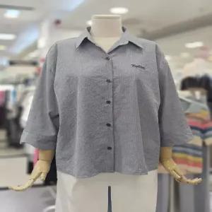 르피타 자수 스판 7부 셔츠 L263USH901