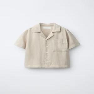 국내배송 ZARA 자라 주니어 키즈 린넨 포켓 셔츠 샌드 9959734711 2132968