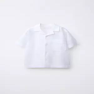국내배송 ZARA 자라 주니어 키즈 린넨 코튼 볼링 셔츠 화이트 5644439250 2132965