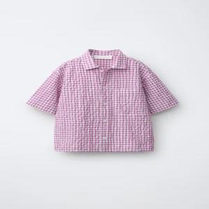 국내배송 ZARA 자라 주니어 키즈 링클 이펙트 체크 셔츠 로즈핑크 화이트 6085660046 2132947