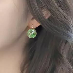 오스트리아 크리스탈 14mm 서클 귀걸이 페리도트