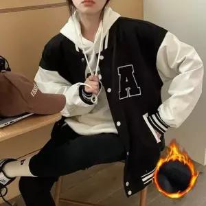 스터닝팩토리 시즌 베이스볼 집업브러시드 재킷 점퍼 항공점퍼 알파벳 로고 박시핏 야구점퍼 과잠