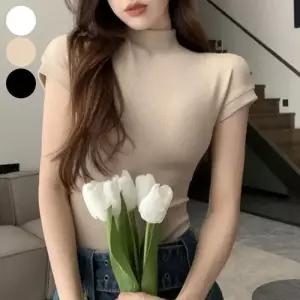 [라일리여성의류] Rly 반폴라 슬림 스타일 캡소매 반팔 반팔티 반목 여