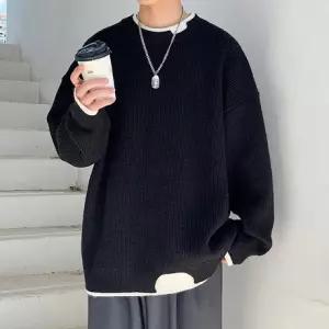 레이어드 IS-TS90 2컬러 긴팔 니트 배색 남성
