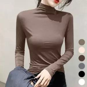 스터닝팩토리 여자 솔리드 하프터틀 하프넥 탑 반목티 레이디 목폴라 데일리목폴라티 반목티